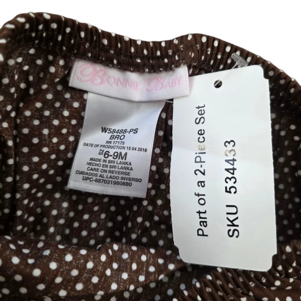 Bonnie Baby Turkey Trapeze 2-Piece Dress Set Brown Polka Dot 6–9M Thanksgiving